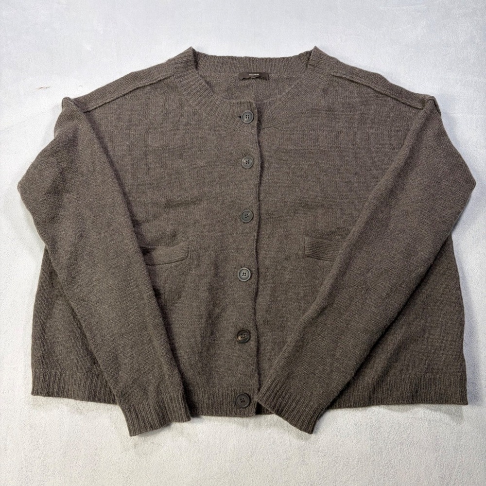 Vera Wang 100% Cashmere Cardigan Sweater Brown Cropped Button Front no tag